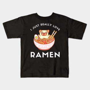 Kawaii Cute Anime Shiba Inu Dog Otaku Japanese Ramen Noodles Kids T-Shirt